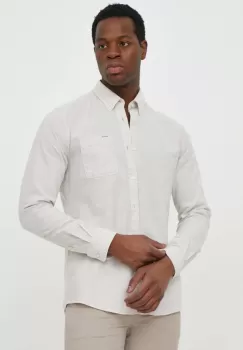 Barbour camasa de in culoarea bej, cu guler button-down, slim imagine