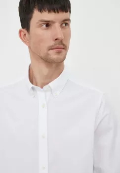 Barbour camasa din bumbac barbati, culoarea alb, cu guler button-down, regular imagine