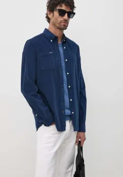 Barbour camasa din bumbac barbati, culoarea albastru marin, cu guler button-down, regular imagine