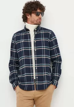 Barbour camasa din bumbac barbati, culoarea albastru marin, cu guler button-down, slim imagine