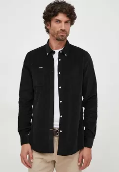 Barbour camasa din bumbac barbati, culoarea negru, cu guler button-down, regular imagine