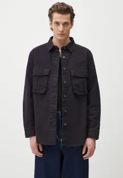 Barbour camasa din bumbac Barbour Jungle Sateen Overshirt culoarea bleumarin, cu guler clasic, relaxed, MOS0417 imagine