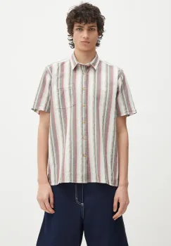 Barbour camasa din bumbac Barbour Lipton Striped S/S Relaxed Fit Shirt culoarea verde, cu guler clasic, relaxed, MSH5600 imagine