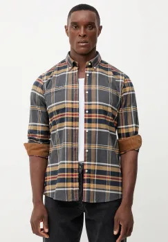 Barbour camasa din bumbac culoarea albastru marin, cu guler button-down, slim imagine