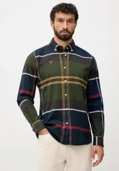Barbour camasa din bumbac culoarea bej, cu guler button-down, slim imagine