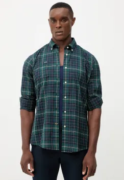 Barbour camasa din bumbac culoarea maro, cu guler button-down, slim imagine