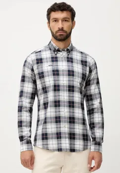 Barbour camasa din bumbac culoarea maro, cu guler button-down, slim imagine