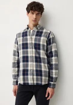 Barbour camasa din bumbac Edgar barbati, culoarea albastru marin, cu guler button-down, slim imagine