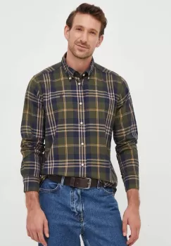 Barbour camasa din bumbac Edgar barbati, culoarea verde, cu guler button-down, slim imagine