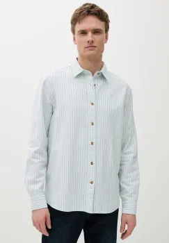 Barbour camasa din bumbac Fenfield Oxford Stripe Relaxed Fit Shirt culoarea turcoaz, cu guler clasic, relaxed, MSH5586 imagine