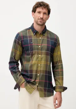 Barbour camasa din bumbac GLENDALE culoarea verde, cu guler clasic, regular, MSH4992 imagine