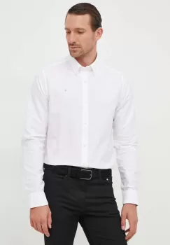 Barbour camasa din bumbac Oxtown barbati, culoarea alb, cu guler button-down, slim imagine