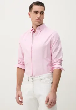 Barbour camasa din bumbac Oxtown barbati, culoarea roz, cu guler button-down, slim imagine