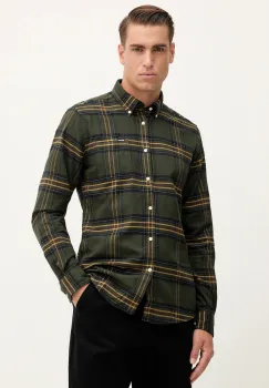 Barbour camasa din bumbac PORTDOWN culoarea verde, cu guler button-down, regular, MSH5035 imagine