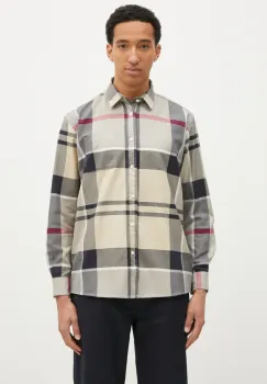 Barbour camasa din bumbac Renford OS Tartan Shirt barbati, culoarea bej, cu guler clasic, regular, MSH5514 imagine
