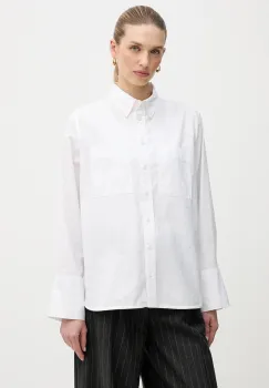 Barbour camasa din bumbac Wren culoarea alb, cu guler clasic, relaxed, LSH1723 imagine