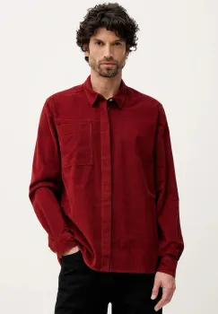 Barbour camasa din velur Haltcliff culoarea rosu, cu guler clasic, relaxed, MSH5706 imagine