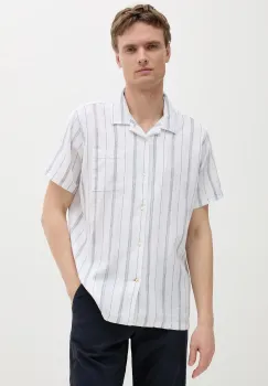 Barbour camasa Garnock Stripe S/S Regular Fit Shirt culoarea alb, cu guler clasic, relaxed, MSH5608 imagine