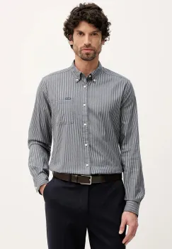 Barbour camasa Longfield culoarea bleumarin, cu guler button-down, regular, MSH5707 imagine