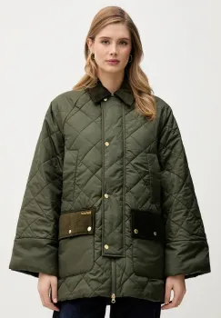 Barbour geaca Aldburgh culoarea verde, de tranzitie, oversize, LQU1885 imagine