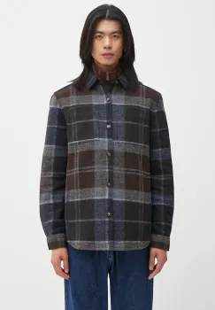 Barbour geaca Chapter Tailored Check Overshirt culoarea bleumarin, de tranzitie, MOS0400TN38 imagine