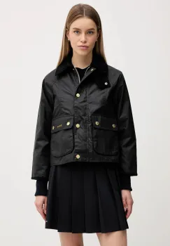 Barbour geaca Cropped Beadnell Wax culoarea negru, de tranzitie, LWX1403 imagine