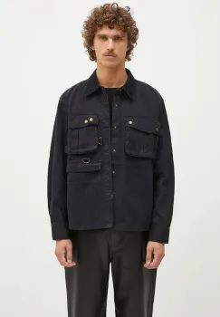 Barbour geaca cu aspect de camasa Oakmoor OS Twill Overshirt culoarea negru, de tranzitie, MOS0380 imagine