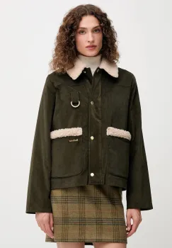 Barbour geaca din velur TABITHA culoarea verde, de tranzitie, oversize, LCA0366 imagine