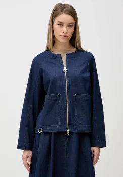 Barbour geaca jeans Saima culoarea bleumarin, de tranzitie, oversize, LOS0081 imagine