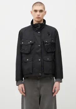 Barbour geaca Modified Dryfly Wax Jacket barbati, culoarea negru, de tranzitie, oversize, MWX2337 imagine