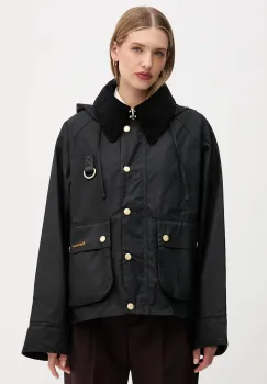 Barbour geaca Reighton Wax culoarea negru, de tranzitie, oversize, LWX1397 imagine