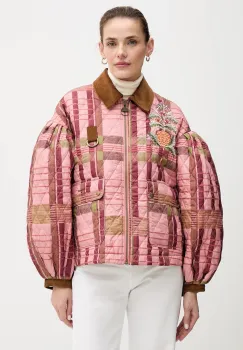 Barbour geaca x Farm Rio culoarea roz, de tranzitie, oversize, LQU1871 imagine