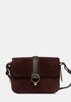 Barbour geanta de mana din piele intoarsa Rosa imagine