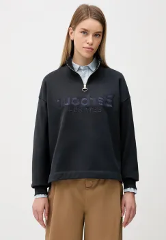 Barbour hanorac de bumbac Sara culoarea bleumarin, cu imprimeu, LOL0667 imagine