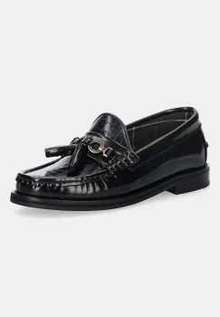 Barbour mocasini de piele Jen culoarea negru, cu toc plat, LFO0784BK91 imagine