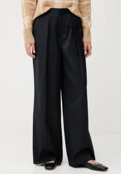 Barbour pantaloni de bumbac COLLEEN culoarea bleumarin, lat, high waist, LTR0394 imagine