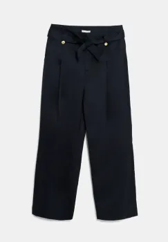 Barbour pantaloni de bumbac Elsie femei, culoarea albastru marin, lat, high waist, LTR0385NY99 imagine