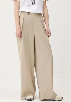 Barbour pantaloni din amestec de in LUCY culoarea bej, lat, high waist, LTR0384 imagine