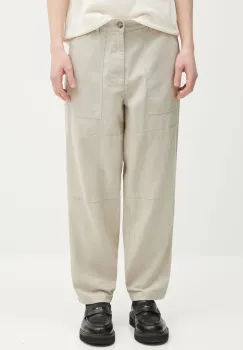 Barbour pantaloni din in Barbour Natural Linen Blend Trouser culoarea bej, drept, MTR0763 imagine