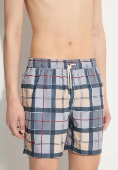 Barbour pantaloni scurti de baie Staple Tartan culoarea bej, MSW0065 imagine