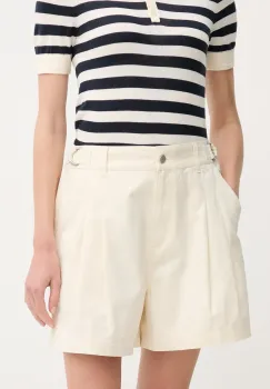 Barbour pantaloni scurti din bumbac Cecile femei, culoarea bej, uni, high waist, LST0019CR31 imagine