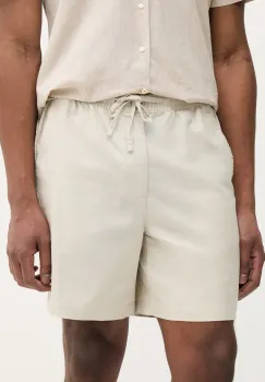 Barbour pantaloni scurti din in Cotton Linen Relaxed Short barbati, culoarea bej, MST0056 imagine