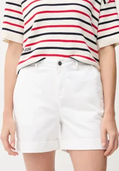 Barbour pantaloni scurti femei, culoarea alb, uni, high waist, LST0022WH11 imagine