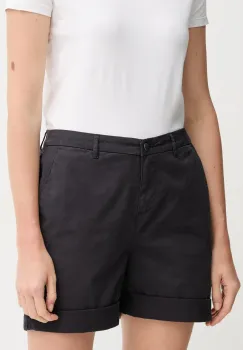 Barbour pantaloni scurti femei, culoarea negru, uni, high waist, LST0022NY73 imagine
