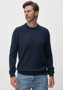 Barbour pulover de lana barbati, culoarea albastru marin, calduros imagine