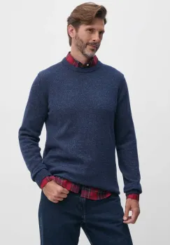 Barbour pulover de lana barbati, culoarea albastru marin, calduros imagine