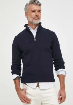 Barbour pulover de lana barbati, culoarea albastru marin, light, cu turtleneck imagine