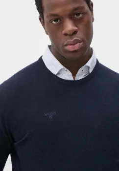 Barbour pulover de lana barbati, culoarea albastru marin, MKN0345 imagine