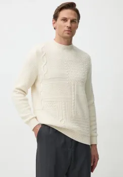 Barbour pulover de lana barbati, culoarea bej, MKN1605 imagine