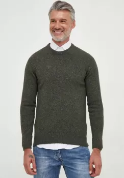 Barbour pulover de lana barbati, culoarea verde, calduros imagine